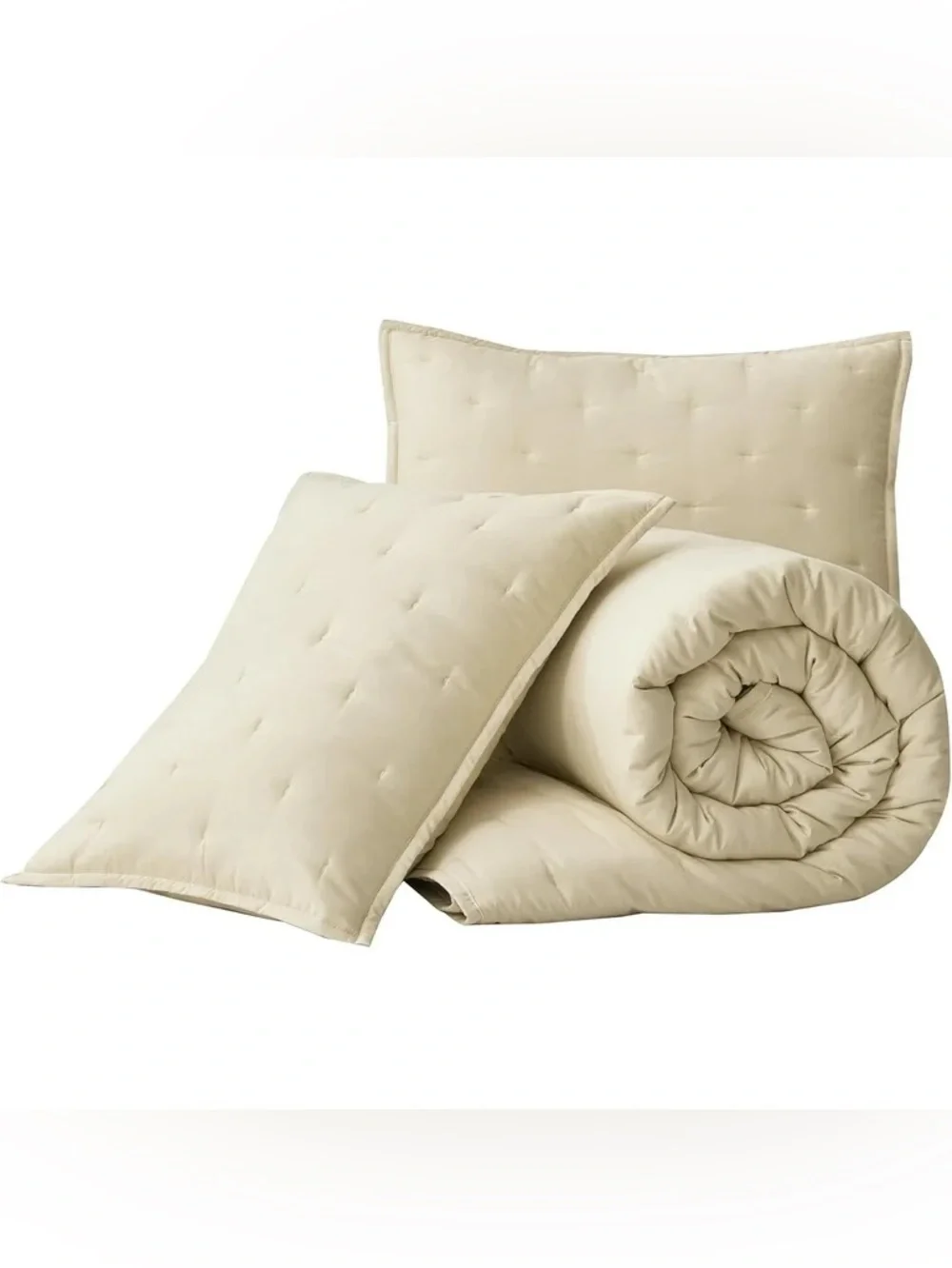 Neutral Cream Quilted oversized king 3 piece Set